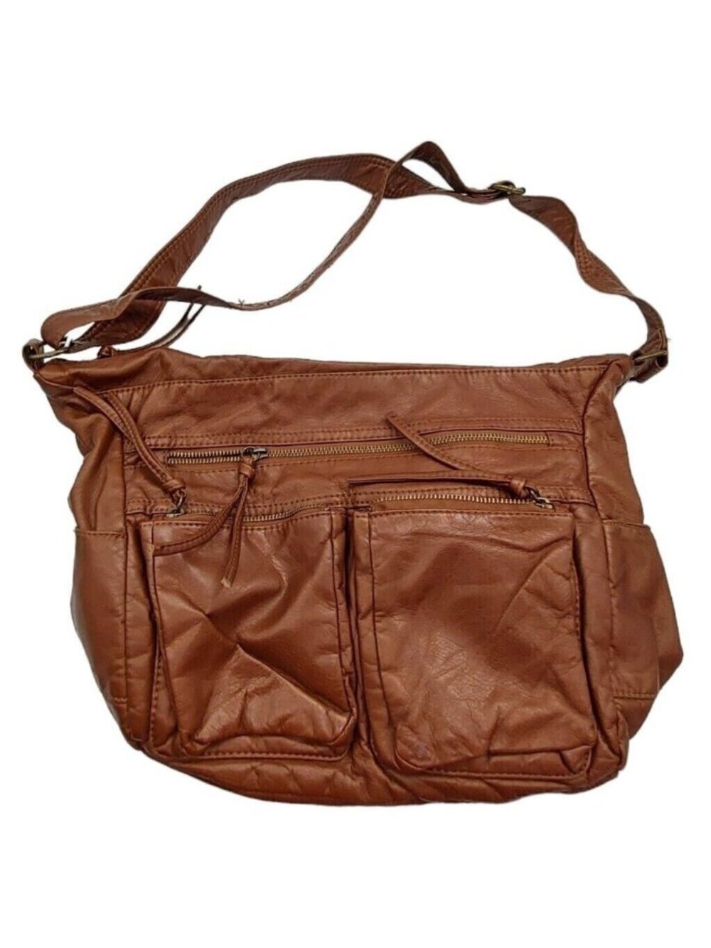 Gal Hobo Shoulder Bag Brown Faux Leather